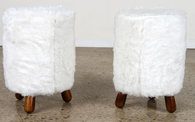 PAIR UPHOLSTERED FOOT STOOLS MANNER JEAN ROYERE
