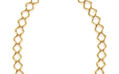 PALOMA PICASSO, TIFFANY & CO., YELLOW GOLD,PLATINUM AND DIAMOND LINK CHAIN NECKLACE
