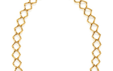 PALOMA PICASSO, TIFFANY &amp; CO., YELLOW GOLD,PLATINUM AND DIAMOND LINK CHAIN NECKLACE