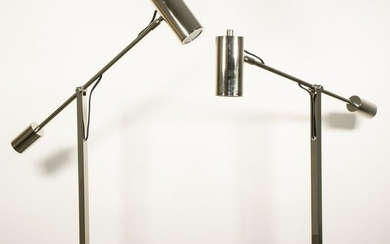 PR OF CHROME COUNTER-WEIGHTED TABLE LAMPS