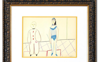 Pablo Picasso "La Comedie Humaine 30.1.54.I" Custom Framed Lithograph on Paper (PA)