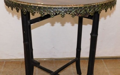Painted Bamboo And Metal Tray Table