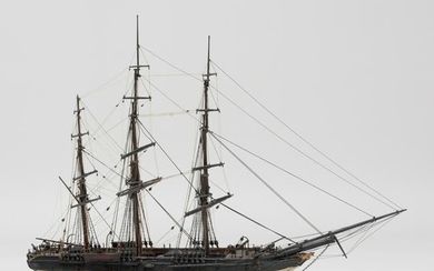 Painted Model of a Three-Mast Sailing Ship