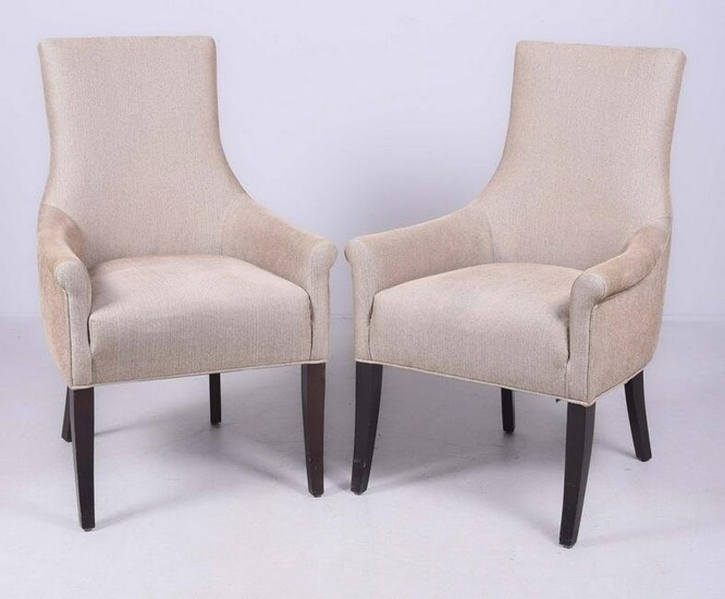 Pair Annie Selke upholstered armchairs