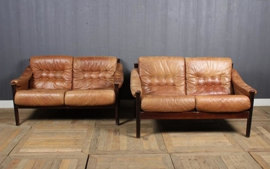 Pair Bruksbo Mid Century Modern Sling Sofas
