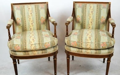 Pair French Open Arm Chairs