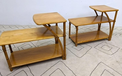 Pair HEYWOOD WAKEFIELD Step Side End Tables. Maple and