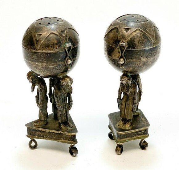 Pair Silver Judiaca Figural Scent Box, 1894