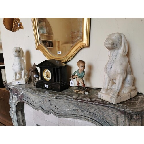 Pair of 19th. C. marble models of seated dogs { 44cm H X 15c...