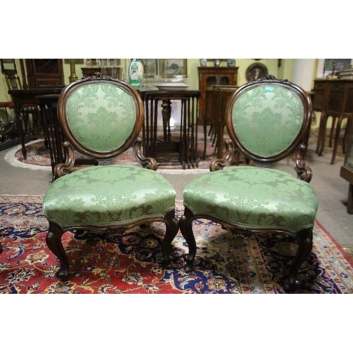 Pair of 19th Century Carved Mahogany Salon Chairs
