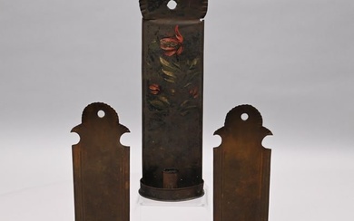 Pair of Early American Tin Sconces &Single Example