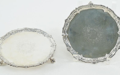 Pair of English Georgian sterling silver footed