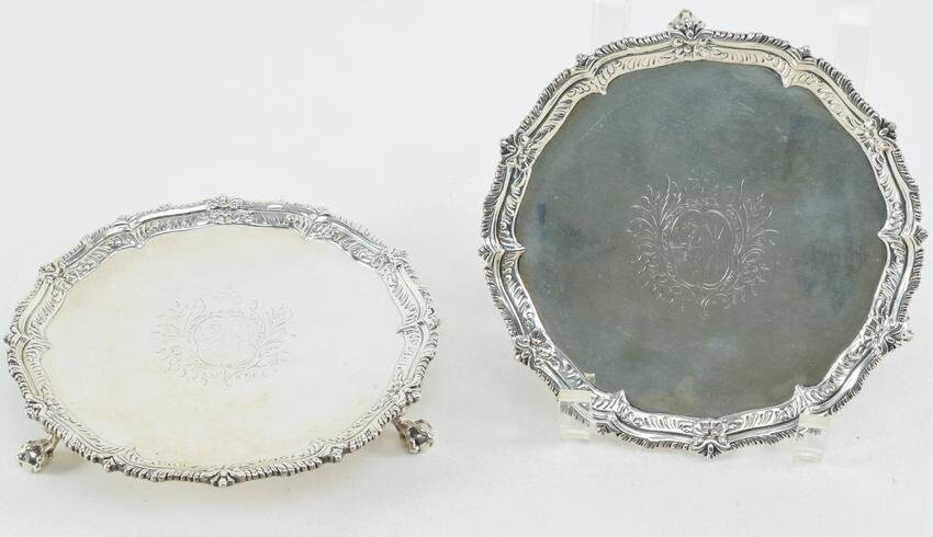 Pair of English Georgian sterling silver footed