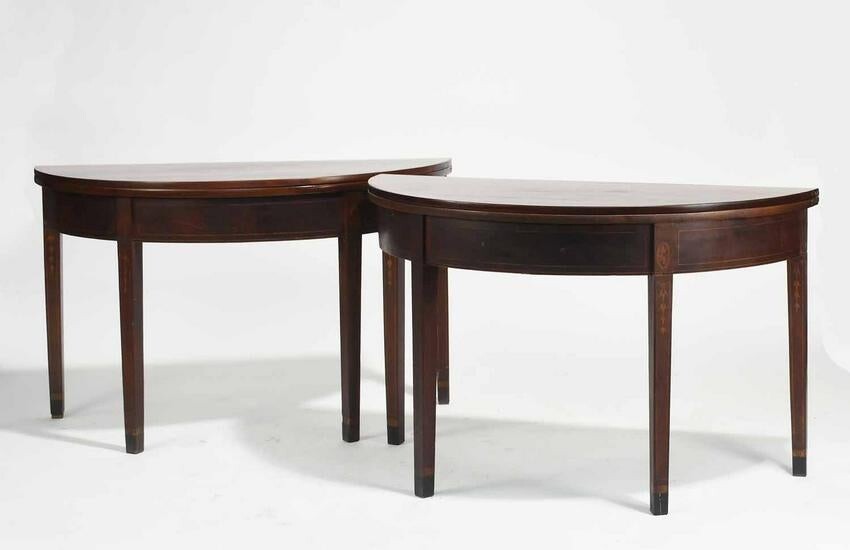 Pair of Federal Inlaid Demilune Tables