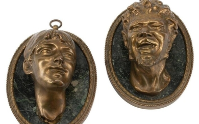 Pair of French Bronze and Marble Portrait Busts