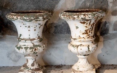 Pair of French Cast Iron Urns