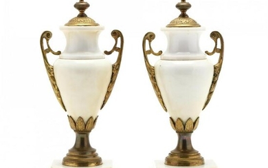 Pair of French Marble and Ormolu Cassolettes