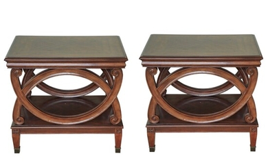 Pair of Neoclassical Style Cherry-Stained Wood Tiered Side Tables