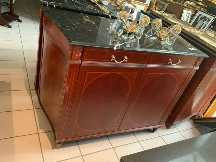Pair of Regency Style Marble Top Cabinets