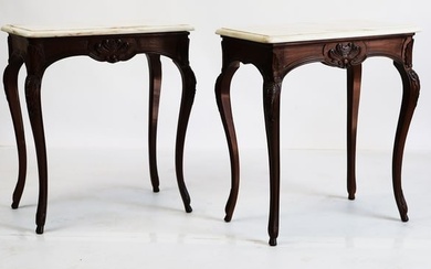 Pair of Walnut Louis XV-Style Side Tables