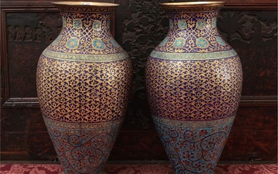 Pair of baluster vases in cloisonné enamel first half of the 20th century