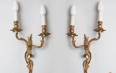 Pair of bronze wall sconces.