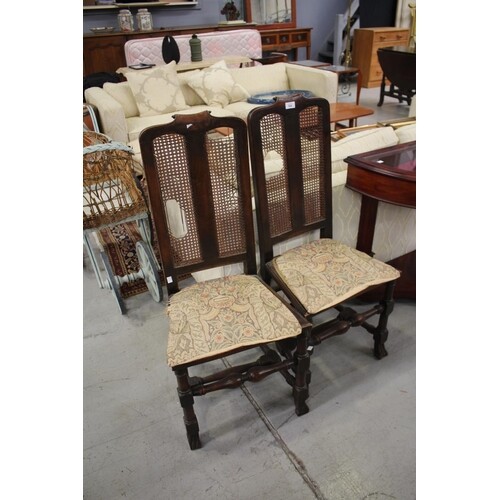 Pair of cane back 17th century style side chairs, A/F to can...