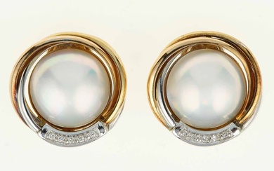 Pair of mabé pearl earrings