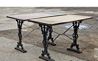 Pair of painted Victorian style cast iron tables, H 67cm x W...