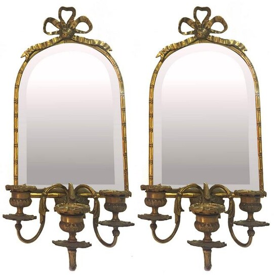 Pair of small mirrors with candle holders, XIX Century.