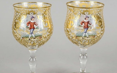 Pair of wine goblets, late 19th cent