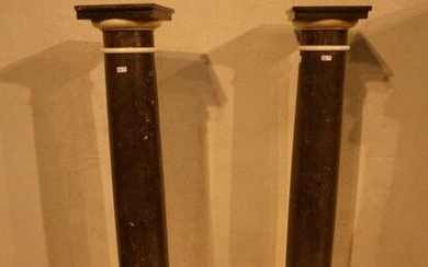 Pair of black marble columns and white marble ring. Provenance:...