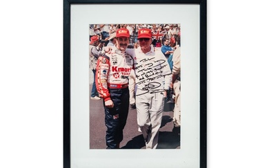 Paul Newman and Nigel Mansell Framed, Personalized, Autographed Color Photograph