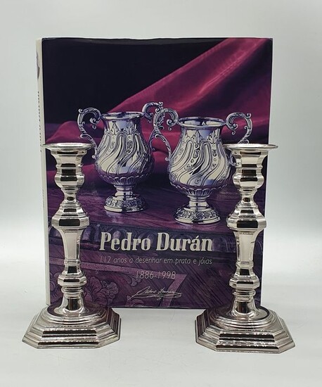 Pedro Durán - Pair of Candlesticks - Model Watson 20cm - .925 silver - Spain - Mid 20th century