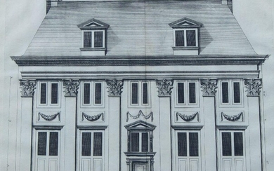 AMENDMENT: Please note VAT is payable on the hammer price for this LotPhilips Vingboons, Dutch 1607-1678- Architectural elevation with Corinthian columns; engraving, 30 x 35 cm