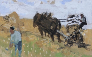 Pierre Eugène Montezin (1874-1946) - Travaux des champs, la lieuse à cheval