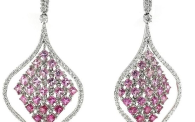 Pink Sapphire and Diamond Dangle Earrings
