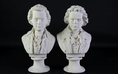 Plaster Busts of Mozart & Beethoven