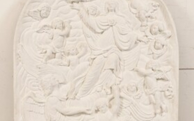 Plaster relief plaque, Assumption of Mary into heaven, reproduction of...