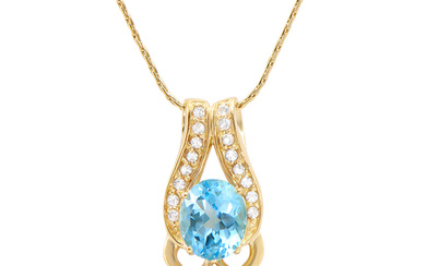 Plated 18KT Yellow Gold 6.00ctw Blue and White Topaz Pendant...