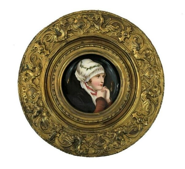 Porcelain Plate With Brass Frame