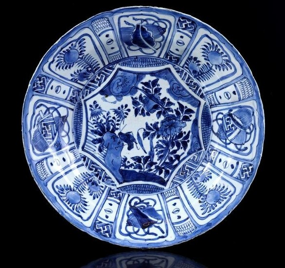 Porcelain dish with a blue and white decor