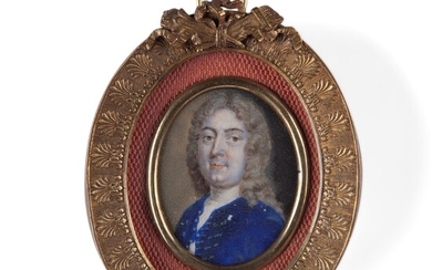 Portrait miniature of a gentleman in a blue vest, France second half of the 18th...