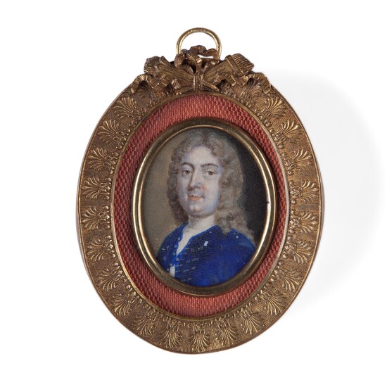 Portrait miniature of a gentleman in a blue vest, France second half of the 18th...