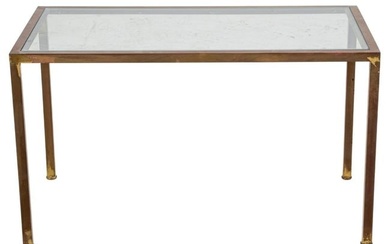 Postmodern Gilt Metal Glass Topped Coffee Table