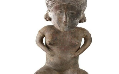 Pre-Columbian NAYARIT Mexico Pottery Large Female Seated Figure, Chinesco Style