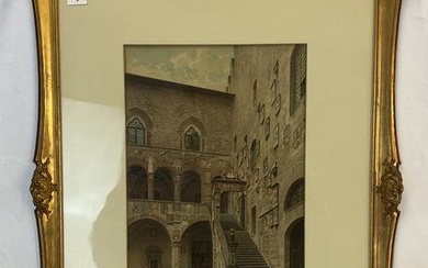 Quality Framed Print of the Bargello Courtyard in Florence