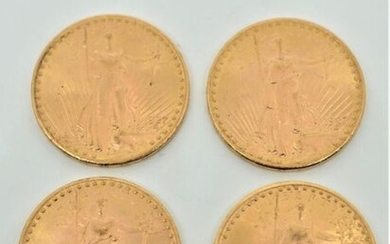 Quatre pièces de 20 Dollars Or : 1927 (CA)... - Lot 0 - Euvrard & Fabre