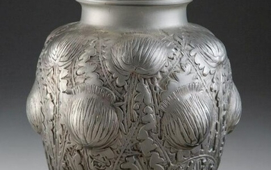 R. Lalique Smoky Topaz Frosted Glass DomrÃ©