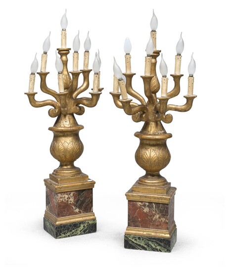 RARE PAIR OF WOODEN WALL CANDELABRA PROBABLY ROME 18TH CENTURY